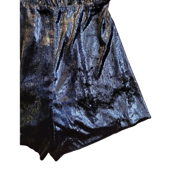 LUSH Black Textured Shiney Shimmer Halter backless Romper S - Picture 4 of 13